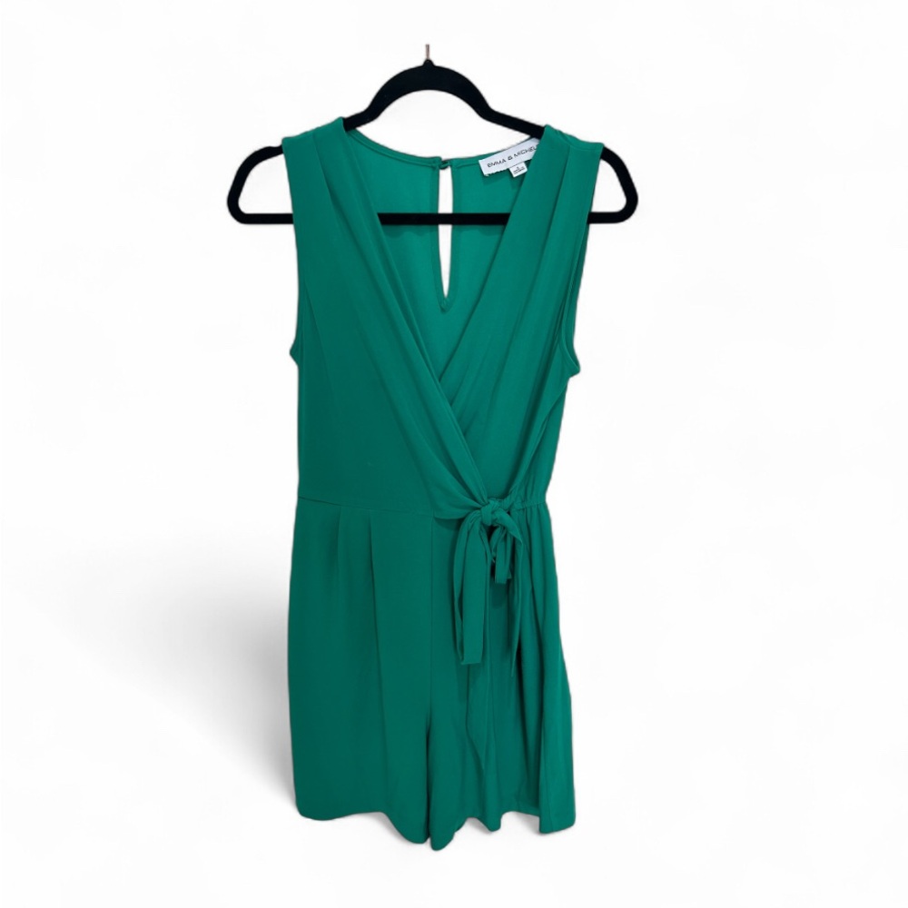 Green Sleeveless Wrap Romper